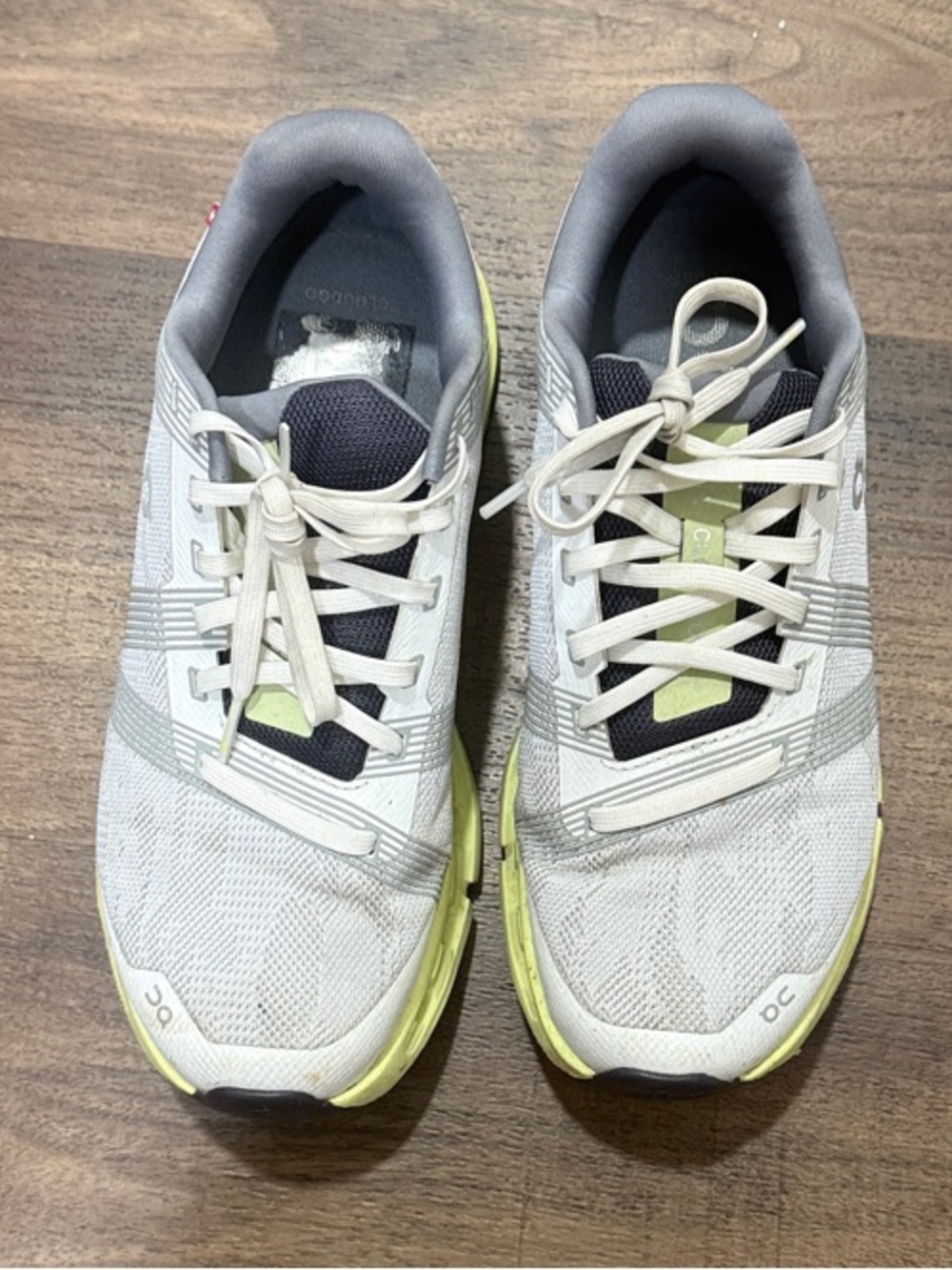 Light Gray and Lime Women's Athletic Running Shoes
